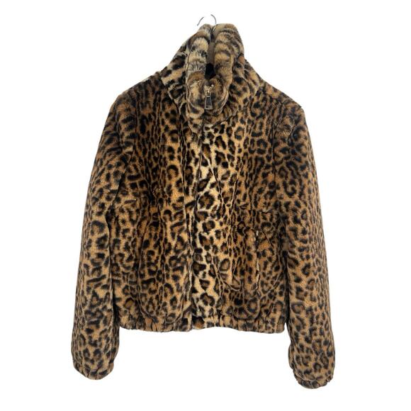 Urban Outfitters Jackets & Blazers - Urban Outfitters Plush Faux Fur Leopard Bomber Jacket XS